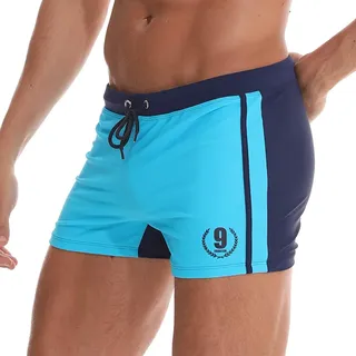 Arcweg Badehose Herren Eng Kurz Badeshorts mit Tunnelzug Schwimmhose Wassersport Kurze Hose UV Schutz Jungen Schwimmwear Schulschwimmen (Blau, M)