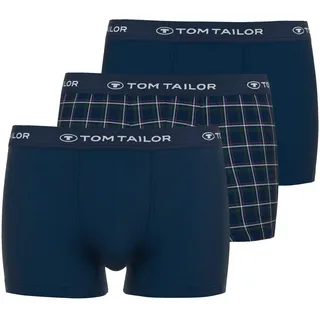 Retro Pants TOM TAILOR "Buffer", Herren, Gr. 6L, blau (blau, dunkel, karo), Single Jersey, Obermaterial: 95% Baumwolle, 5% Elasthan, eng, Unterhosen Retro Pants, bequem, eng, mit Logobund, mit Print, Baumwollmix, Topseller