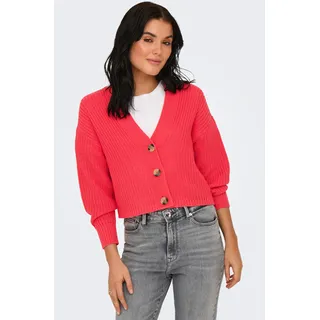 Strickjacke ONLY "ONLCAROL NICE L/S CARDIGAN KNT NOOS", Damen, Gr. M, cayenne, Strick, Obermaterial: 100% Polyacryl, unifarben, regular fit hüftlang, V-Ausschnitt, Rippbündchen, Strickjacken Strickjacke, Kunstfaser, regular fit