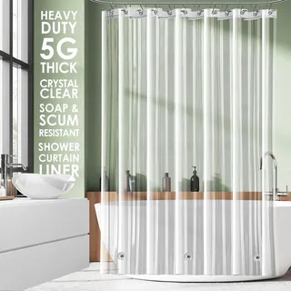 Clara Clark Duschvorhang-Auskleidung, wasserdicht, leicht, mit 3 Magneten, 5G, Premium-PVA, Badezimmer-Duschvorhang (transparent, 180 x 180 cm – 71 x 71 Zoll)