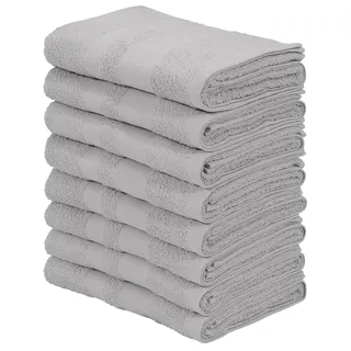 my home Handtücher »Vanessa, als Set und Serie erhältlich, 8 Handtücher, 50x100cm« Handtücher mit Bordüre, 100% Baumwolle, einfarbig, weich, grau