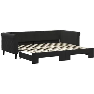 vidaXL Tagesbett Ausziehbar Schwarz 90x200 cm Samt - Schwarz