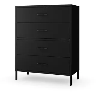 Jan Nowak Metall Kommode mit Schubladen - Carla | Komodenschrank für Schlafzimmer, Wohnzimmer, Kinderzimmer, Flur | Industrial Loft Style | Schubladenkommode Glitzernd | 80 x 101,5 x 40 cm | Schwarz