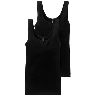 SCHIESSER Damen Trägertop (2er Pack) Unterhemd, Schwarz (schwarz 000), 44