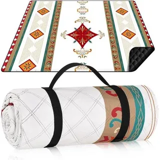 Ibenzoa® Wasserdichte Extra‐große Picknickdecke 200×200 cm – Polypong & 80 g Akupunktur‐Baumwolle, Oxford-Untergewebe, für Strand, Camping, 6–8 Personen