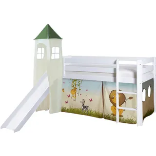 TICAA Spielbett Kasper 90 x 200 cm Kiefer massiv mehrfarbig weiß