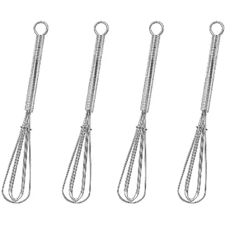 SULIUDAJI 4 Stück Mini Schneebesen Set Klein Rührbesen Ballonschneebesen Mini Quirl Küche Rührblitz Edelstahl Kugelschneebesen mit Griff für Mischen Schlagen Aufschäumen Rühren