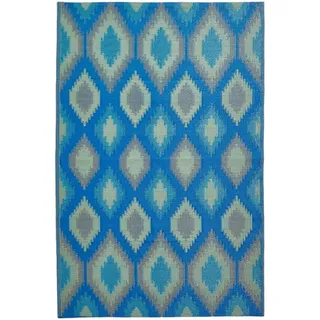 Homescapes Amber Outdoor-Teppich 240 x 300 cm Blau/Gold