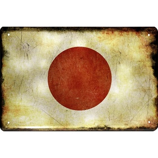 Länder Fahne Nationen National Flag Flagge Deko Blechschilder Wandschild Türschild 20 x 30 cm, Japan 1553