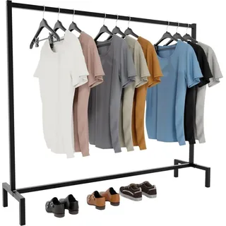 Industrieller Kleiderständer – Aufhängungslösung im Loft-Stil – platzsparendes Design | Farbe: Schwarz | Größe: 150x38x120