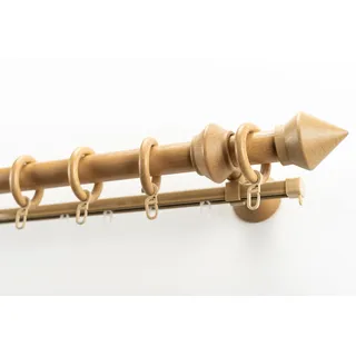 GARESA Gardinenstange »Palmo« Ø 28 mm 2 läufig-läufig Wunschmaßlänge Vorhanggarnitur aus Holz, verlängerbar, mit Ringe/2 Lauf Gleiter, beige