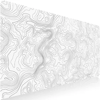 Sevenpers Weiß Gaming Mausepad,1200x600mm Gross Kunstlinie Mausmatte,Mousepad mit doppelt vernähten Kanten,Waschbares Mauspad für PC,Maus und Tastatur(topographische,Weiß)