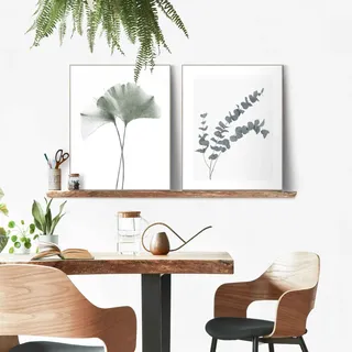Reinders! Bild mit Rahmen »Eukalyptus blatt Pflanze« Blätter 2 Stk. tlg. Ginko - Naturmotiv - Botanisch, grün