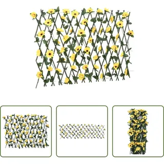 The Living Store Rankgitter mit Künstlichem Efeu Erweiterbar Gelb 180x60 cm - Gelb