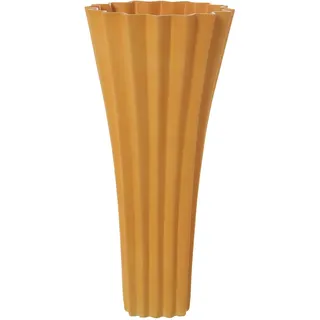 DRW Keramikvase, Form in Gelb matt, 23,5 x 49 cm