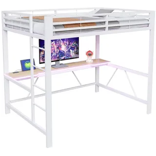 Komhtom Metallbett 140x200 cm mit Schreibtisch in Weiß , Metall , Mode , 140x200 cm , Schlafzimmer, Betten, Metallbetten