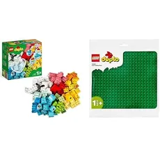 LEGO 10909 DUPLO Classic Mein erster Bauspaß, Bausteine-Box, Konstruktionspielzeug & 10980 DUPLO Bauplatte in Grün, Grundplatte für DUPLO Sets für Kleinkinder, Mädchen und Jungen