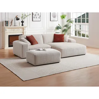 Ecksofa - Ecke rechts - Cord - Beige - TIRONO von Maison Céphy