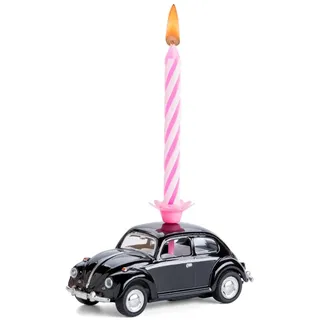 :: Auto mit kleiner Geburtstagskerze kompatibel mit VW Käfer (schwarz) (20.5Ks)