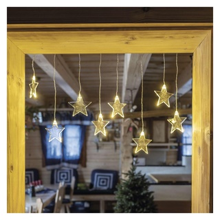 EMOS Mini Lichtervorhang mit 8 Sternen, LED-Lichterkette 84cm mit Sternen, Warmweiß, Lichtergirlande + Netzteil, Leuchtdauer 10.000 h, IP44 für Innen und Außen, für Party, Weihnachten, Deko