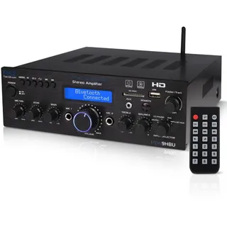 Pyle Audio Pyle HiFi Verstärker, 200W Bluetooth Stereo Receiver mit HDMI, USB, UKW, AUX & Mic- Eingang, Mehrkanal mit Fernbedienung, Heim Audiosystem für Wohnzimmer, Partyräume,