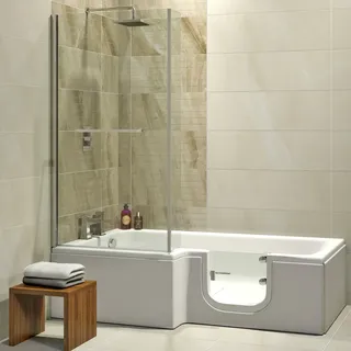 Solarna 170 x 85/70 x 53 cm Badewanne mit Tür/Seniorenbadewanne, Links