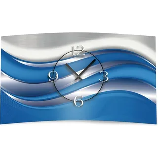 Abstrakt silber blau Designer Wanduhr modernes Wanduhren Design leise kein ticken dixtime 3DS-0025 - Blau