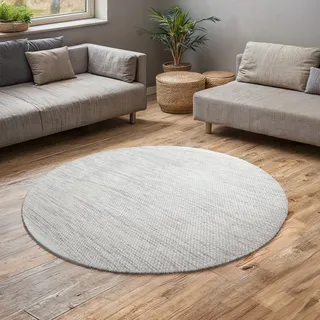 otto home Wollteppich »Woolscape« rund 10 mm Höhe Wendeteppich, handgewebte Qualität, meliert, reine Wolle, Wohnzimmer OTTO home natur/grau Ø cm 1 Stk.