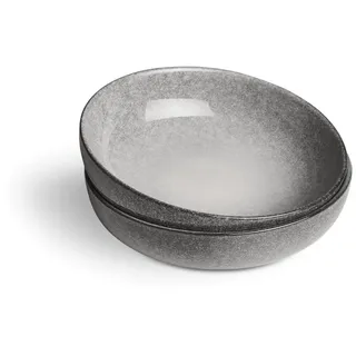 Springlane Suppenteller Misty Cliff 2er-Set, Steingut, Grau