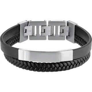 s.Oliver Herren Armband, Leder/Edelstahl, SCHWARZ, 20