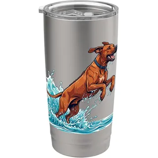 Rhodesian Ridgeback Schwimmen Hund Liebhaber Damen Herren Doppelwandiger Edelstahl-Thermobecher