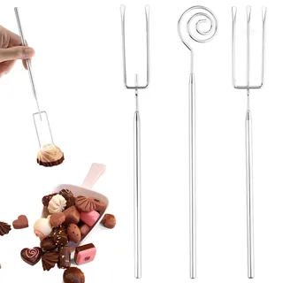 YCHYAN 3 Stück Pralinengabel, Edelstahl Schokolade Pralinengabel Besteck, Pralinen Besteck Set, Fonduegabeln Edelstahl, Geeignet für DIY Schokoladen, Bonbons, Pralinen, Trüffel, Spülmaschinenfest