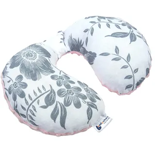 Medi Partners Nackenkissen Kinder Nackenhörnchen Auto Flugzeug Baby - 100% Baumwolle/Minky Nackenstütze Kopfstütze Kindersitz Autositz Nackenrolle Kissen (Berry mit rosa Minky)