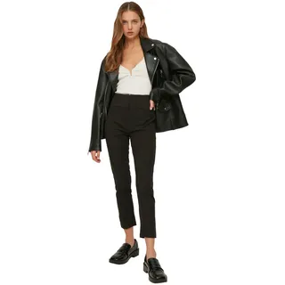 TRENDYOL Damen Zigarettenhose Mit Schwarzen Beli Pants, Schwarz, 42 EU