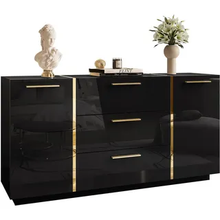 lookway Kommode mit Schubladen 158 x 81 x 41,3 cm Schwarz