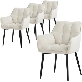 ML-Design Esszimmerstuhl Frotteestoff Creme 4er Set