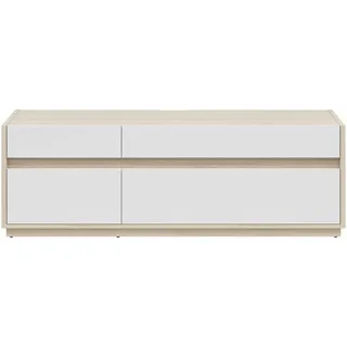 Hom`in Tv-Element , Weiß, Eichefarben , Kunststoff , 3 Schublade(n) Schubladen , 173.5x58.2x42 cm , FSC Mix , Holzmöbel, Wohnwände Holz, Wohnwand Serien Holz