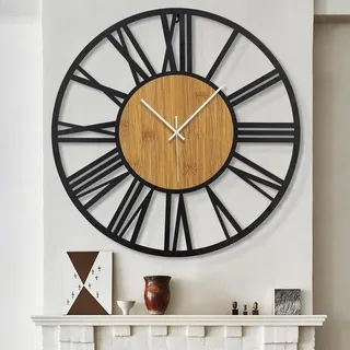 OEM Runde Holz-Wanduhr 80,0 cm 80 schwarz