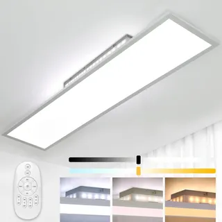 Aimosen Dimmbar LED Deckenleuchte 120x30 cm, 52W Ultra Dünn Deckenlampe mit Backlight Fernbedienung, Hohe Helligkeit 2700K-6500K Warm Natur Kalt Weiß Licht Panel Lampe für Wohnzimmer Küche Werksta