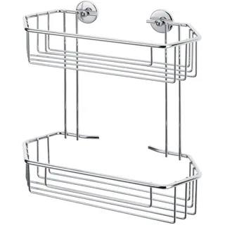Tesa baath Plus Duschkorb doppelt, verchromt, inkl. Klebelösung, 278mm x 270mm x 125mm