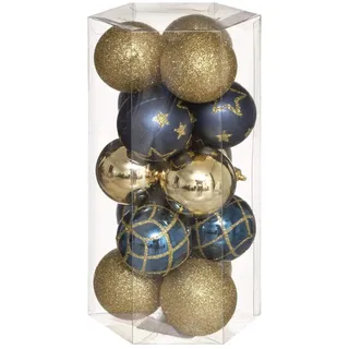 FEERIC CHRISTMAS - Christbaumkugel 50mm x 15mm Blau Gold