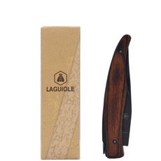 LAGUIOLE - Faltmesser mit schwarzer Klinge und braunem Pakkaholzgriff