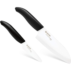 Kyocera GEN Geschenkset Keramik Santoku Messer mit Schälmesser | Klinge 14 cm und 7,5 cm | ergonomischer Griff | extrem scharfes Küchenmesser | Kochmesser Profi Messer