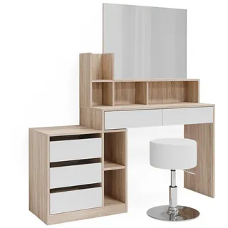 Vicco Schminktisch Anja 139,8 x 115 cm Sonoma Weiß Spiegel Frisiertisch modern