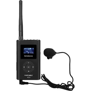 Retekess FT11 Tour Guide System FM-Transmitter mit 2000 mAh Wiederaufladbarem Akku, für Gleichzeitige Konferenzen(1 Sender, Schwarz) - Schwarz