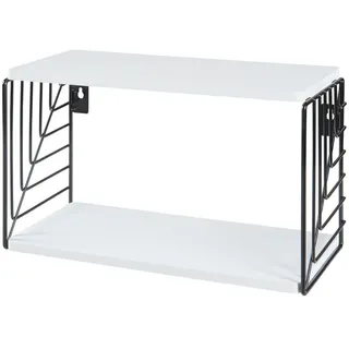 [en.casa] Wandregal Moss , Weiß, Schwarz , Holzwerkstoff, Metall , Rechteckig , 39x23x18 cm , Wohnzimmer, Regale, Wandregale