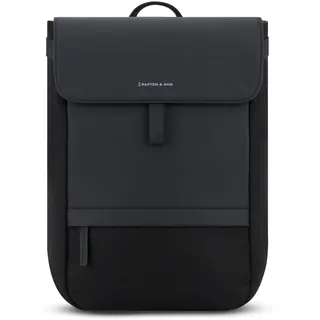 Kapten & Son Rucksack Fyn All Black 13 L | Rucksack Damen & Herren | Tagesrucksack mit 16" Laptopfach | Backpack ideal für Uni, City, Arbeit, Reisen