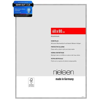 nielsen Bilderrahmen, 60 x 80 cm, Aluminium, Silber matt, Posterrahmen zum Aufhängen im Hoch- & Querformat, bruchsicheres Kunstglas, Atlanta