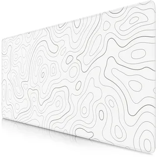 TITANWOLF - XXL Speed Gaming Mauspad 900 x 400mm - XXL Mousepad - Tischunterlage Large Size - verbessert Präzision und Geschwindigkeit - Topography White