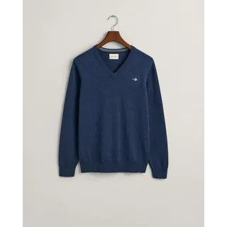 GANT Classic Cotton Pullover Mit V-ausschnitt Dark Jeansblue Melange M